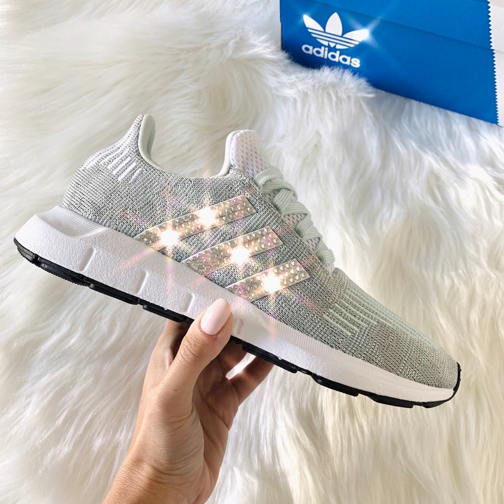 Swarovski Adidas Swift Run Mint Teal Custom Shoes